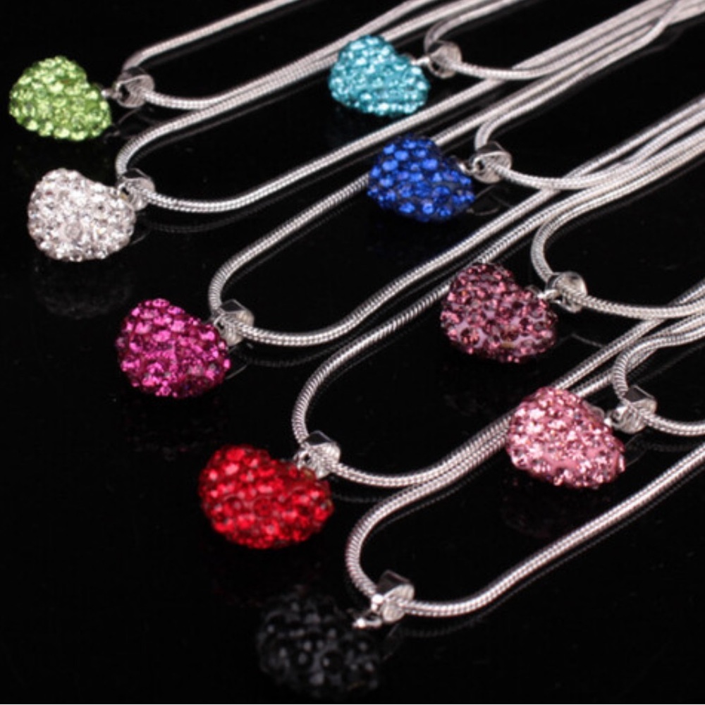 Rhinestone Heart Necklace - Pick your Color!